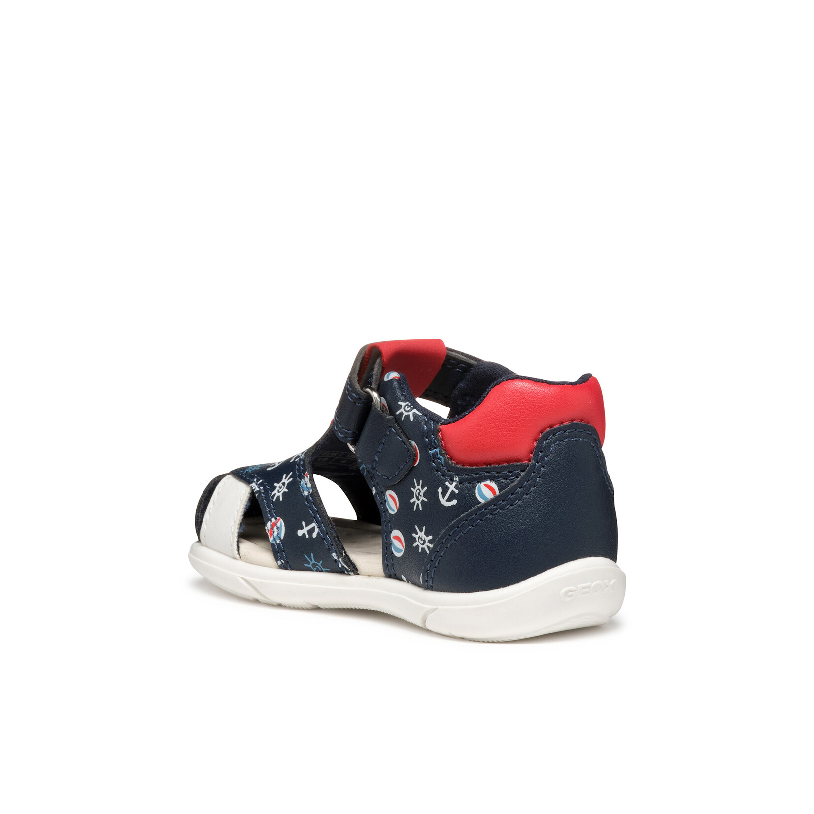 Geox  GEOX - Closed Toe Leather Sandals 'Zapito - Navy/Red'