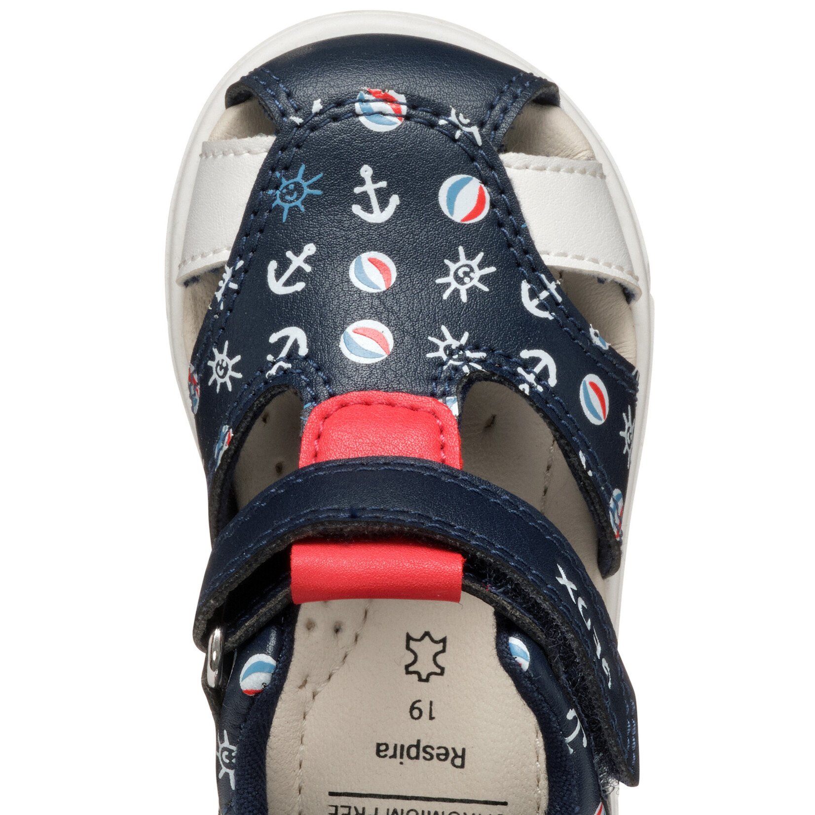 Geox GEOX - Sandales en cuir à bout fermé 'Zapito - Marine/Rouge'