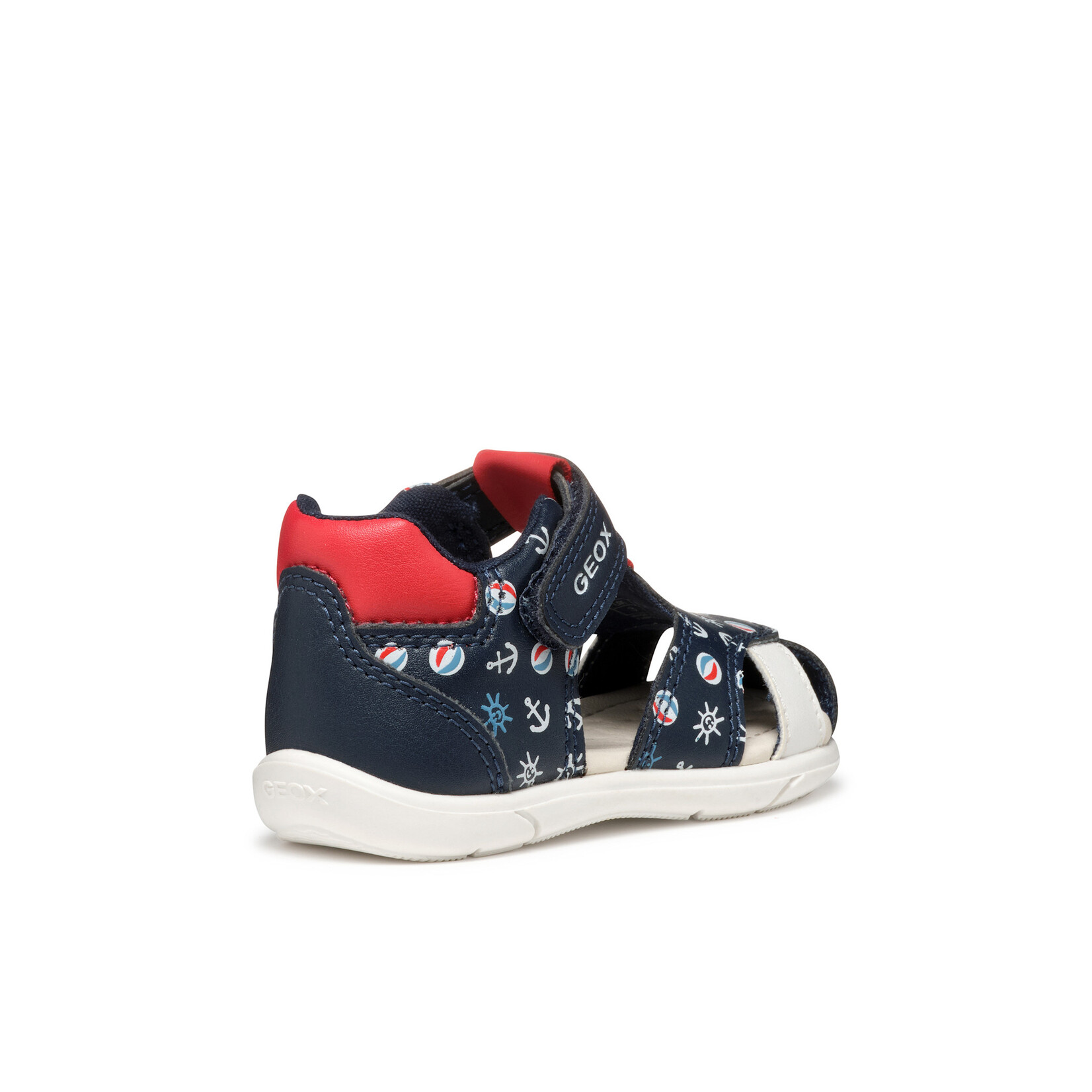 Geox  GEOX - Closed Toe Leather Sandals 'Zapito - Navy/Red'