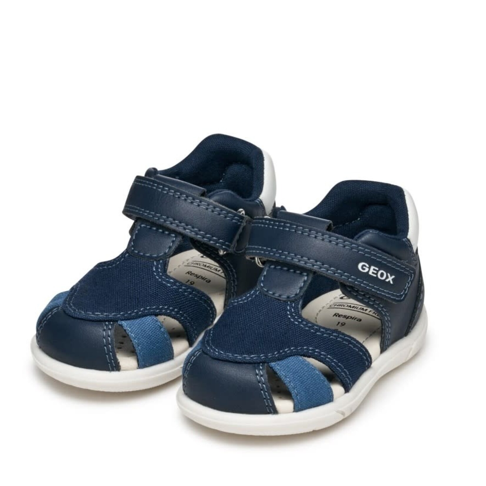 Geox GEOX - Sandales effet cuir à bout fermé 'Zapito - Navy/White'
