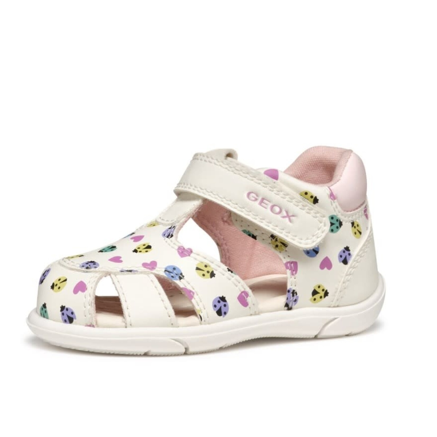 Geox GEOX - Sandales effet cuir à bout fermé 'Zapito - White/Multicolor' - imprimé coccinelles