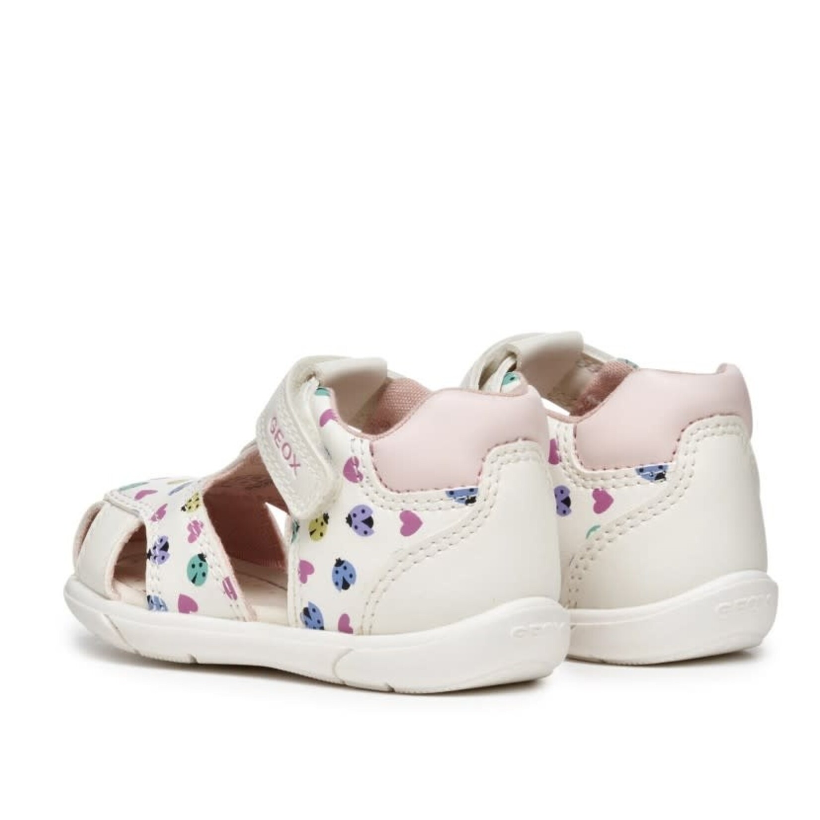 Geox GEOX - Sandales effet cuir à bout fermé 'Zapito - White/Multicolor' - imprimé coccinelles