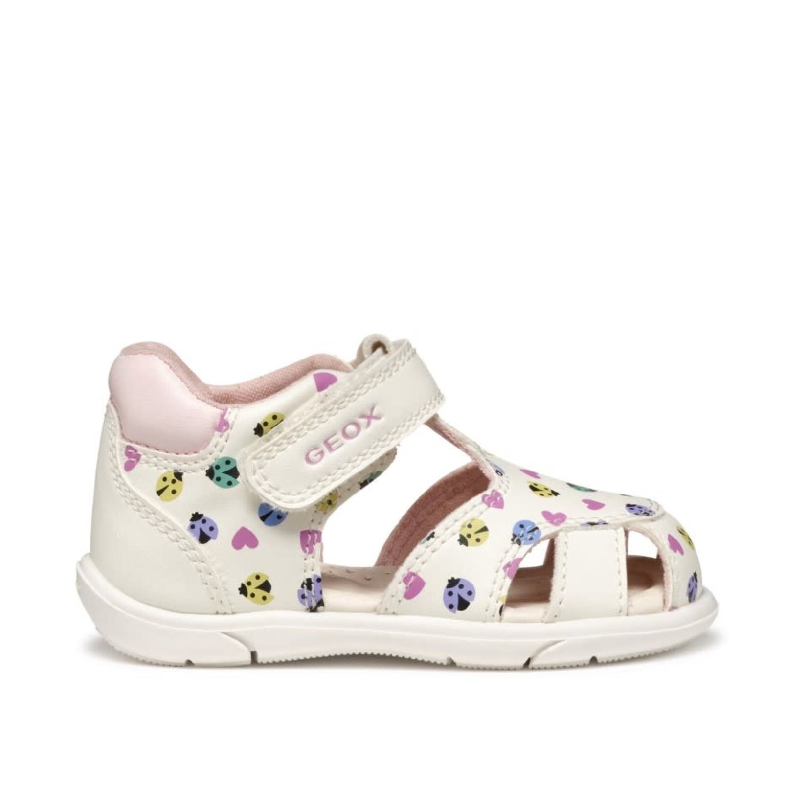 Geox GEOX - Sandales effet cuir à bout fermé 'Zapito - White/Multicolor' - imprimé coccinelles