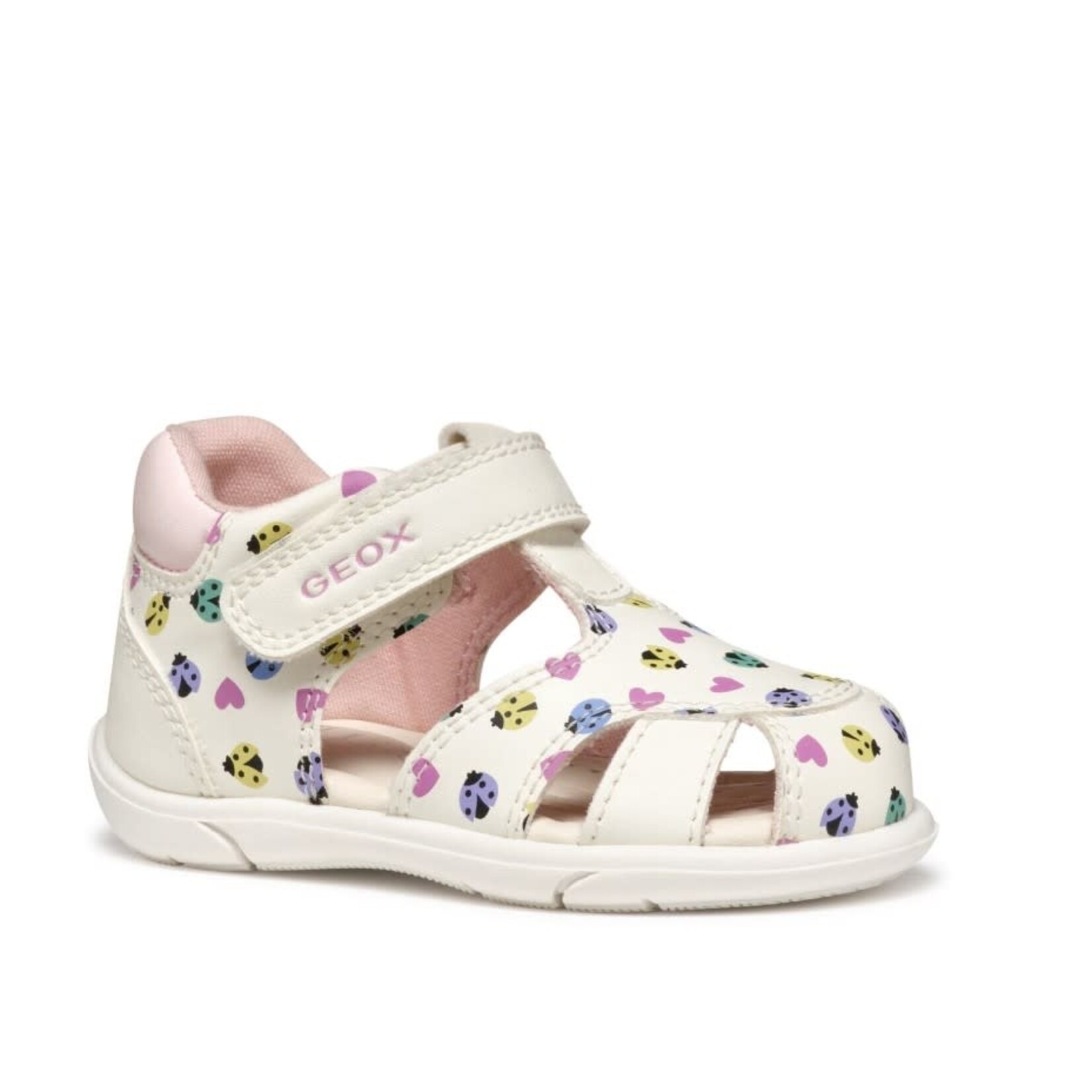 Geox GEOX - Sandales effet cuir à bout fermé 'Zapito - White/Multicolor' - imprimé coccinelles