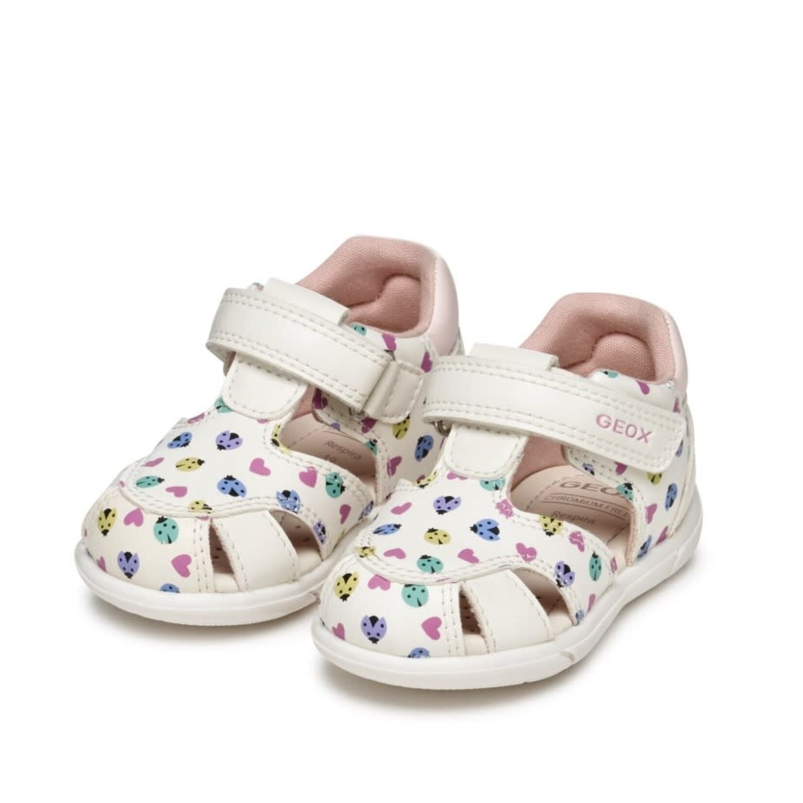 Geox GEOX - Sandales effet cuir à bout fermé 'Zapito - White/Multicolor' - imprimé coccinelles