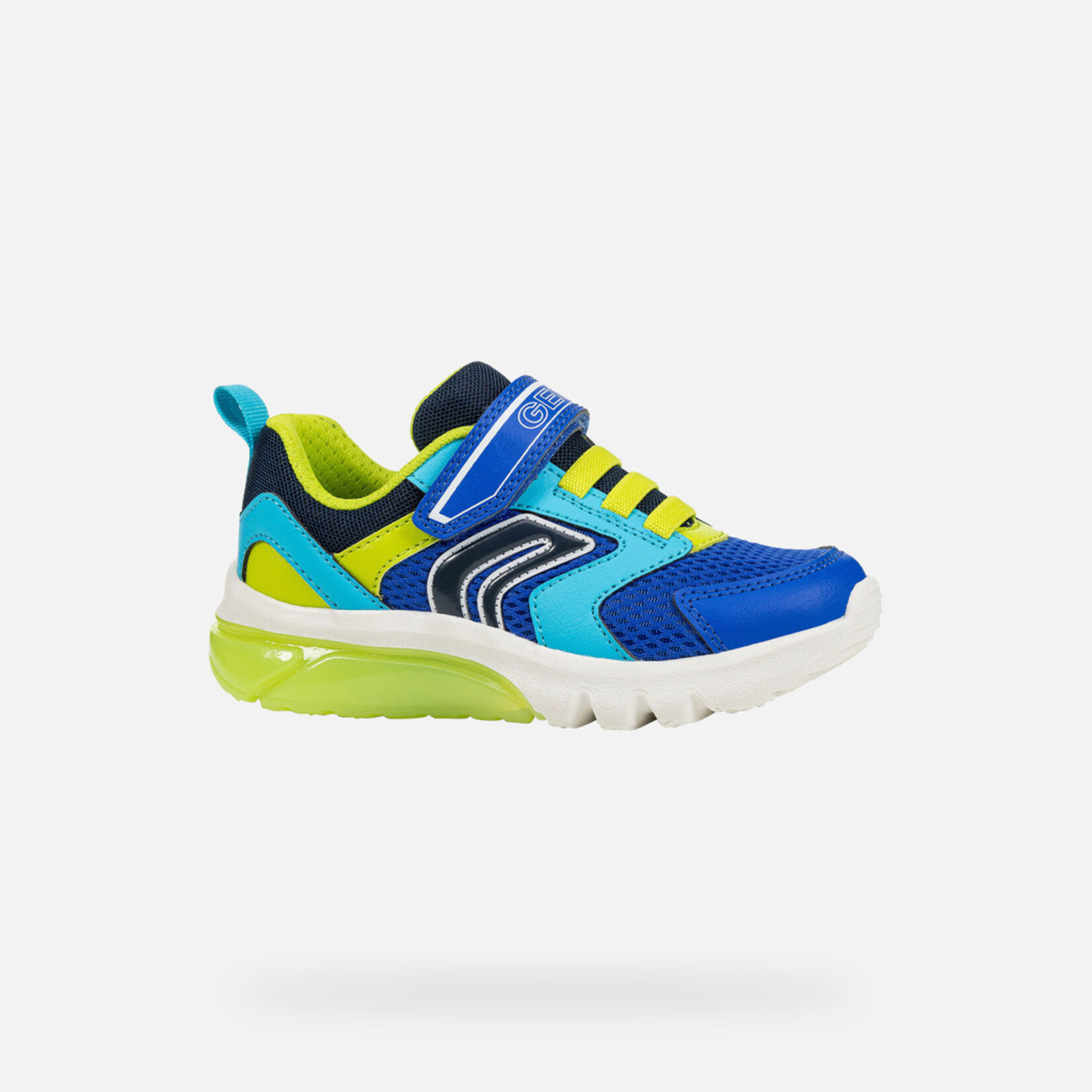 Geox GEOX - Chaussures de sport avec semelle lumineuse 'J. Ciberdron C - Mesh + Geobuck' - Royal / Lime