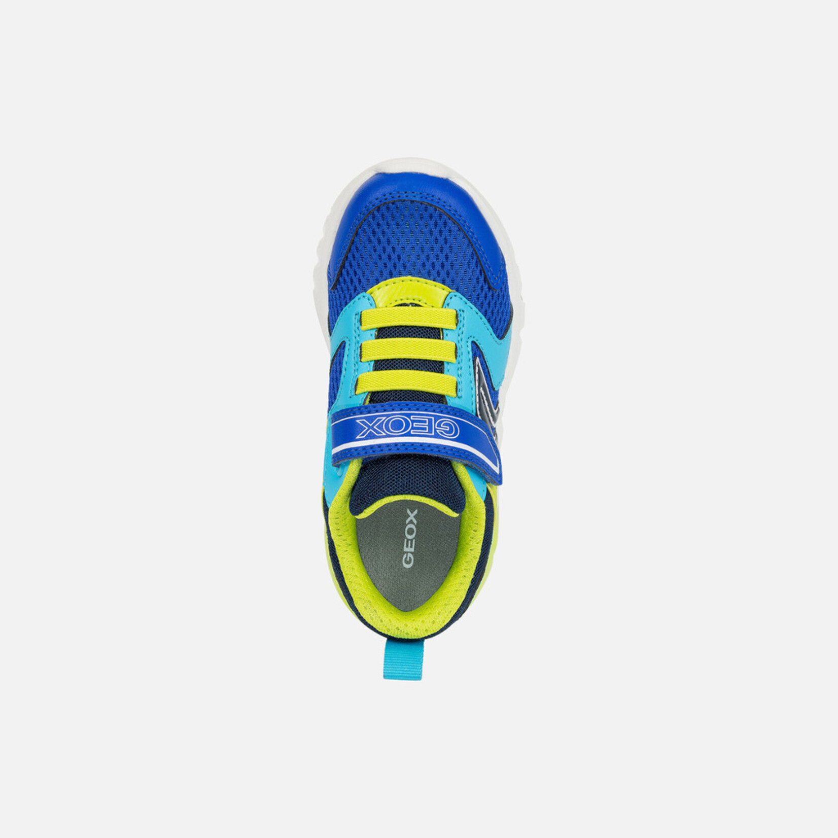 Geox GEOX - Chaussures de sport avec semelle lumineuse 'J. Ciberdron C - Mesh + Geobuck' - Royal / Lime