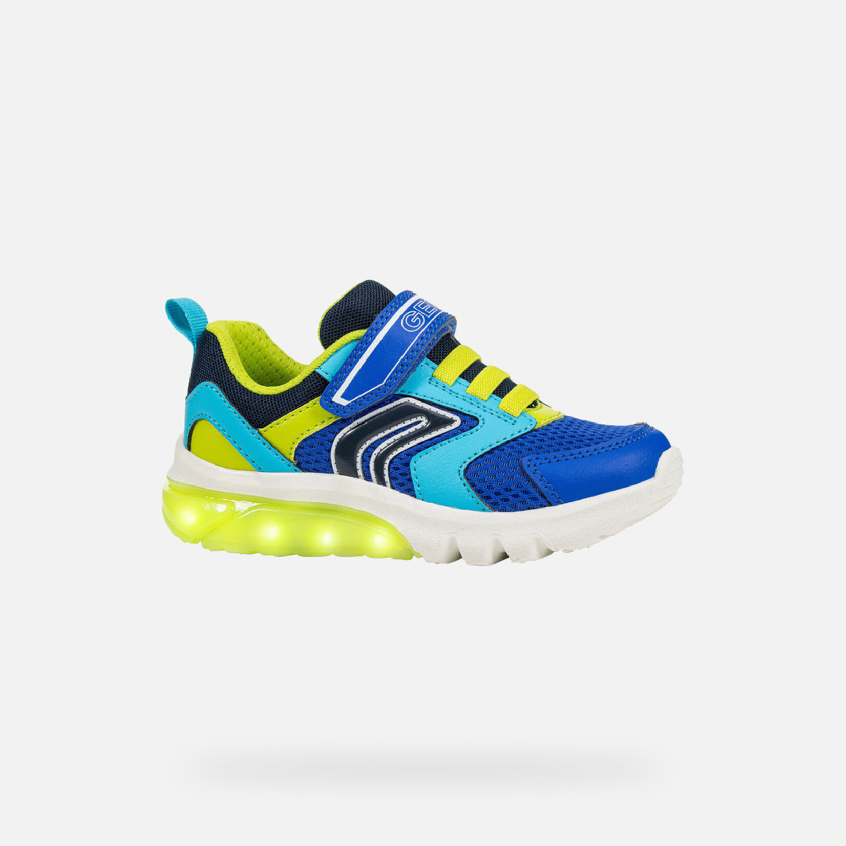 Geox GEOX - Chaussures de sport avec semelle lumineuse 'J. Ciberdron C - Mesh + Geobuck' - Royal / Lime