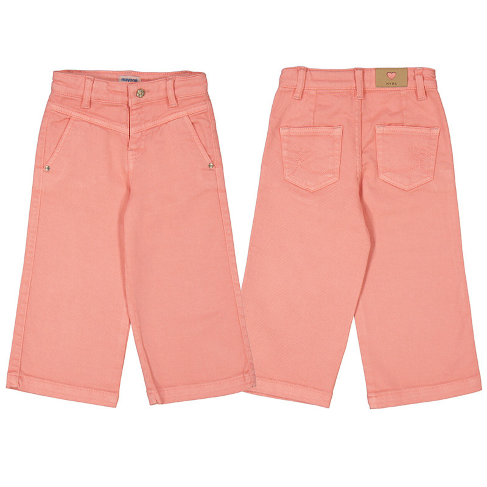Mayoral MAYORAL - Salmon-coloured wide-leg summer pants in coton twill