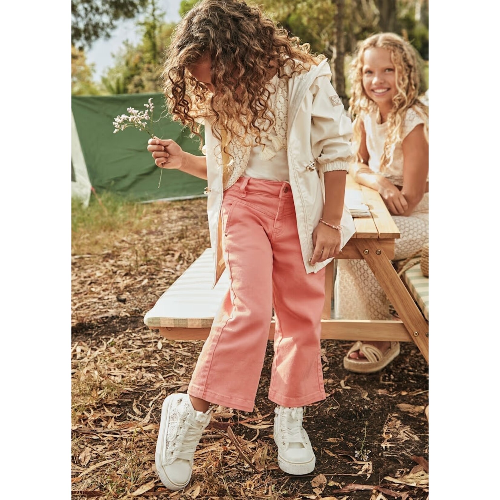 Mayoral MAYORAL - Salmon-coloured wide-leg summer pants in coton twill