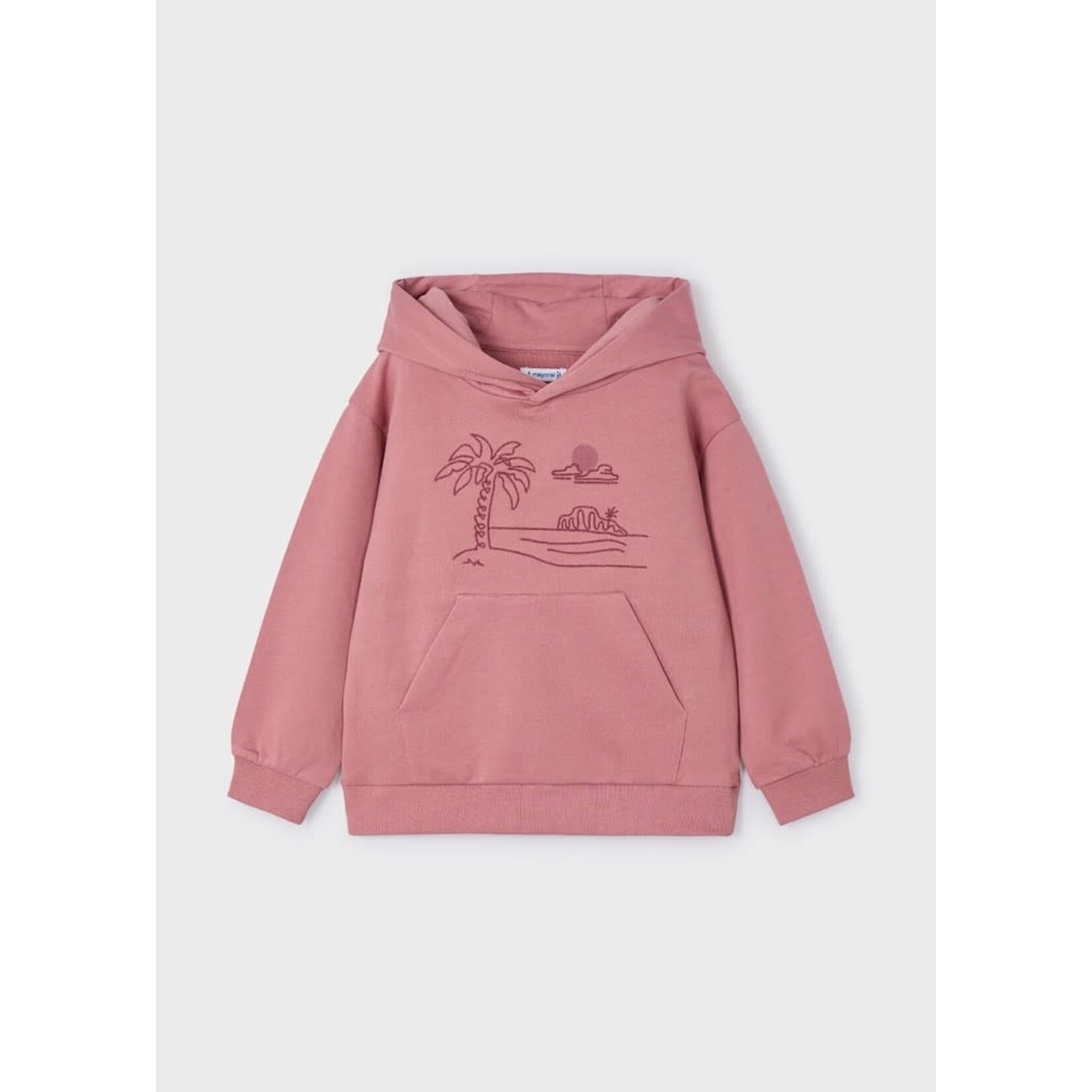 Mayoral MAYORAL - Hooded sweater with embroidered tropical scene in dark pink (guava)