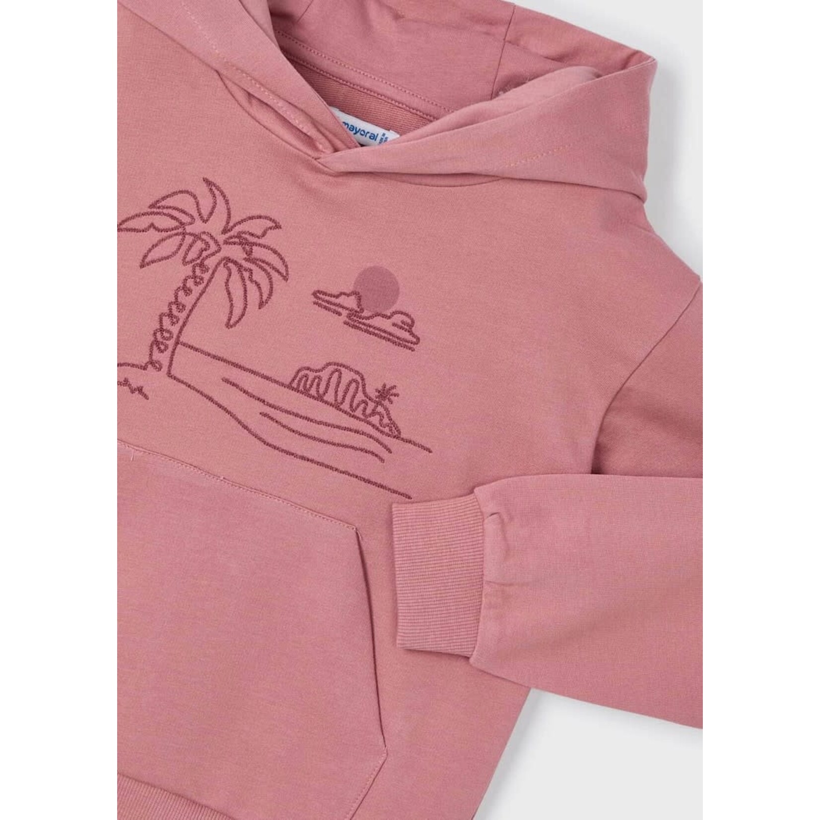 Mayoral MAYORAL - Hooded sweater with embroidered tropical scene in dark pink (guava)