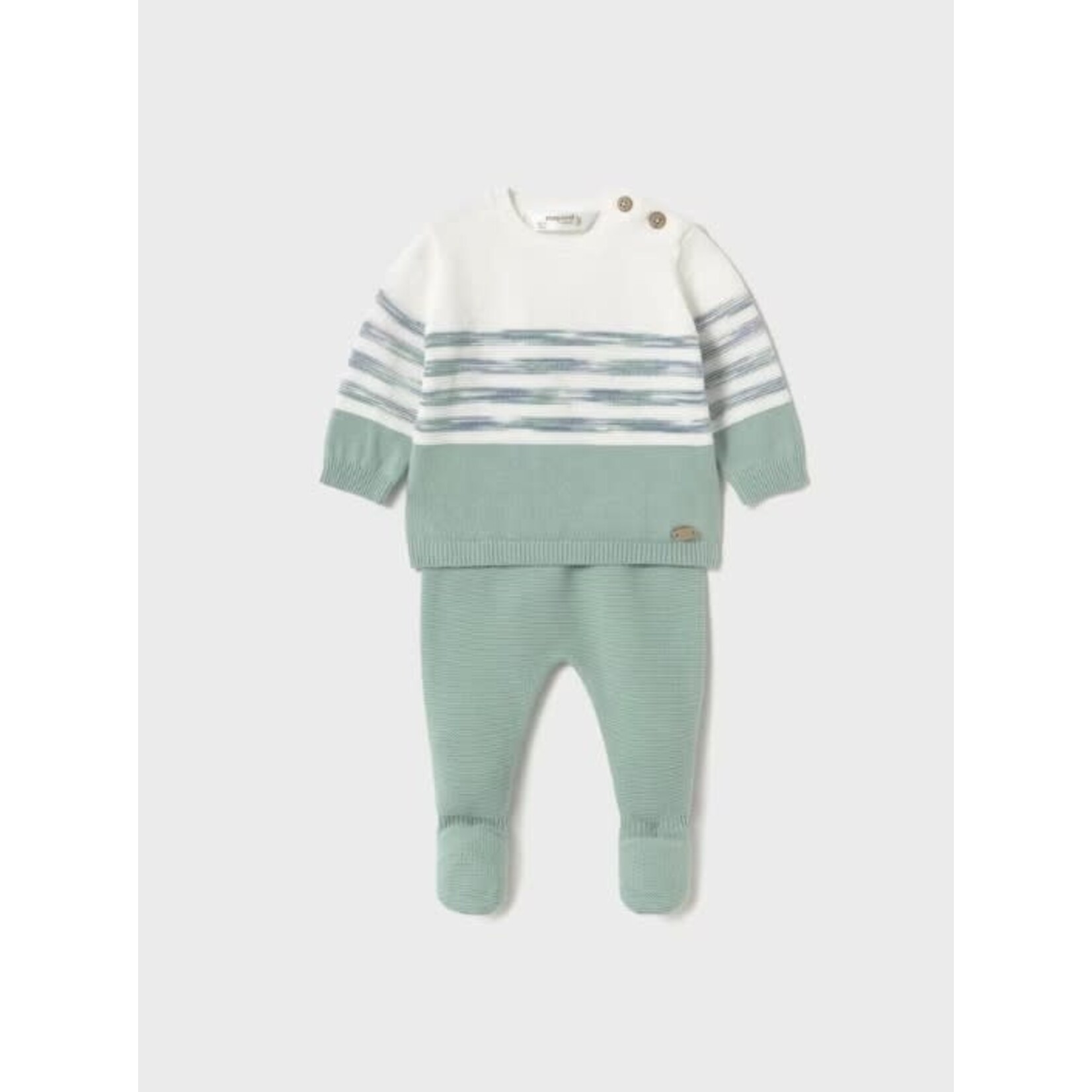 Mayoral MAYORAL - 2-Piece baby gift set - Sweater and pants in white and mint green