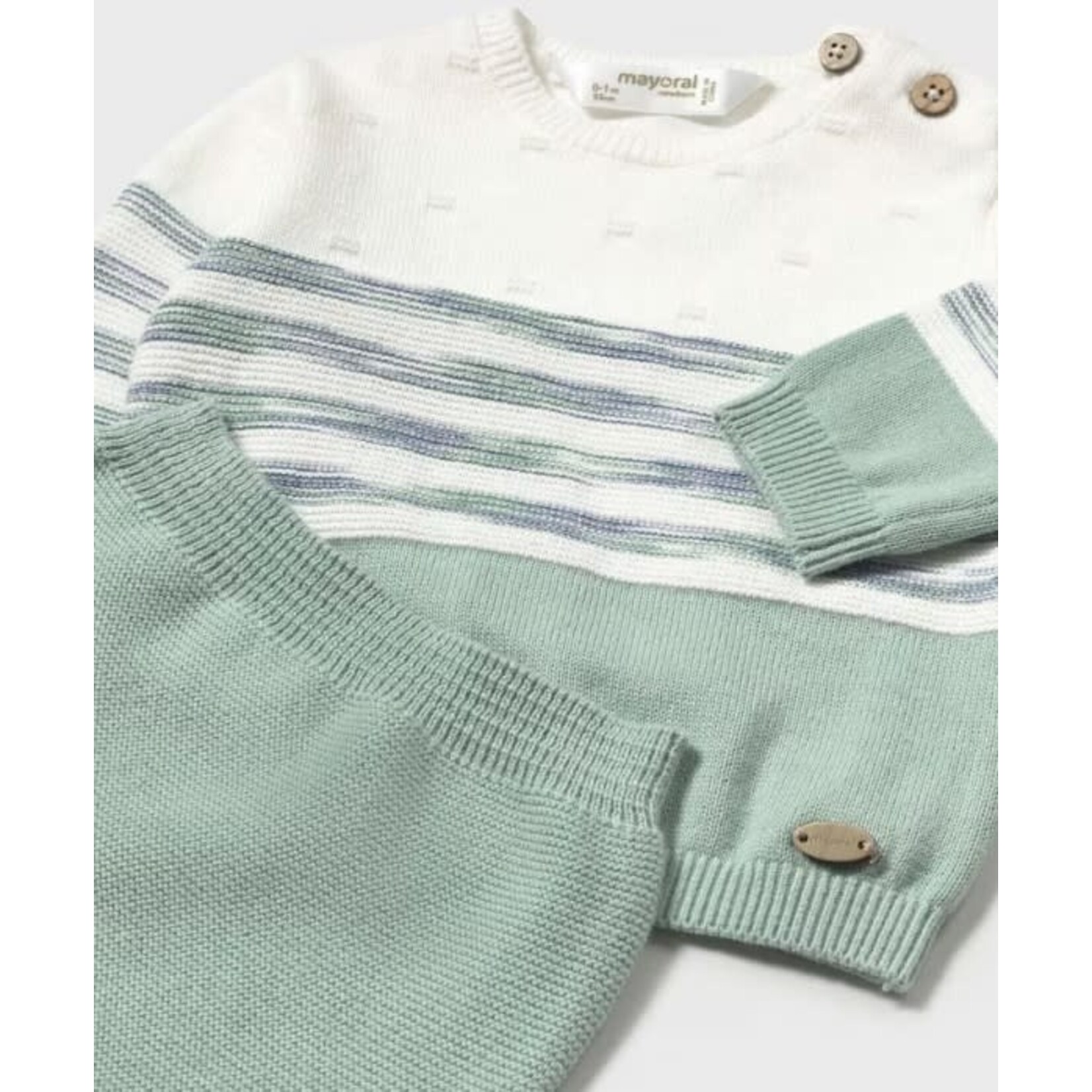 Mayoral MAYORAL - 2-Piece baby gift set - Sweater and pants in white and mint green
