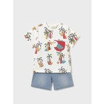 Mayoral MAYORAL - Two-piece summer set with a short and a tropical print tshirt with a toucan appliqué pocket
