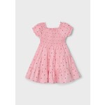 Mayoral MAYORAL - Salmon Smocked Dress with Short Sleeves and Patterns