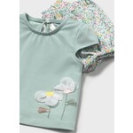 Mayoral MAYORAL - 2-piece Printed Set of with a jade-coloured Shirt with flower appliqué and Shorts With a  Floral Pattern