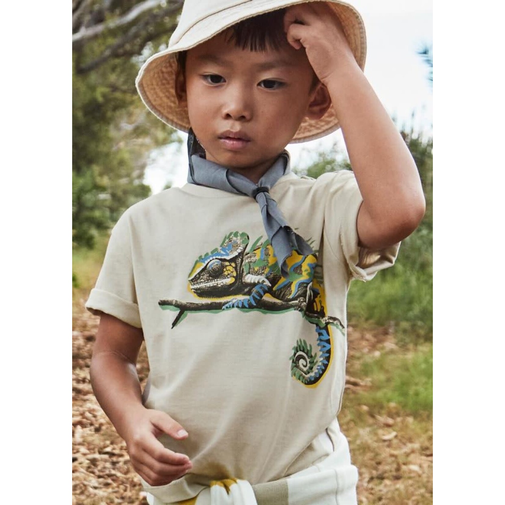 Mayoral MAYORAL - Quartz Beige Short Sleeve t-shirt with Chameleon Print