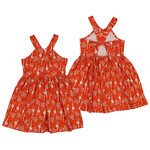 Mayoral MAYORAL - Paprika red shoulder strap dress with giraffe print