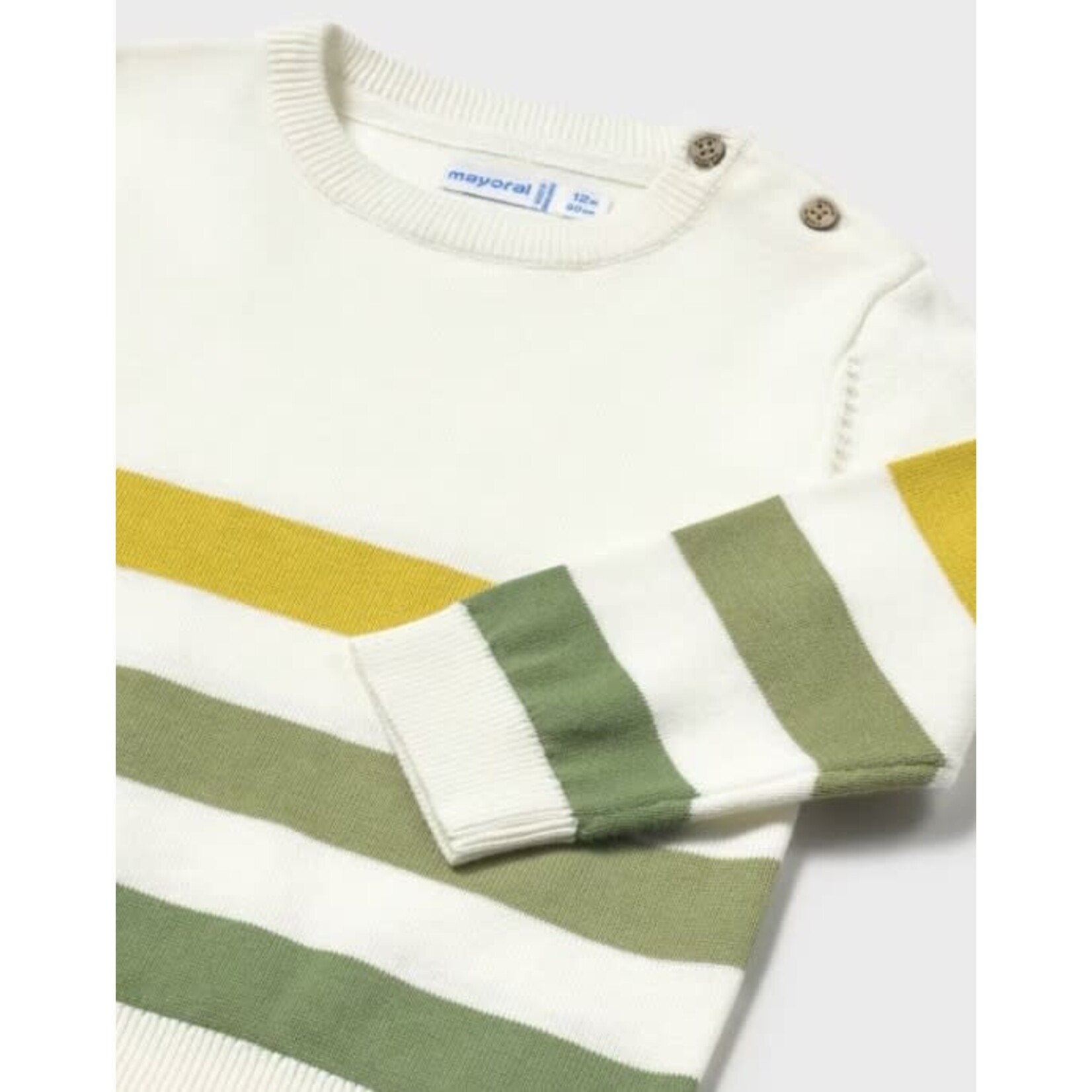 Mayoral MAYORAL - Light-knit sweater with mustard and sage green stripes