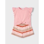 Mayoral MAYORAL - Ensemble 2-pièces t-shirt pêche avec noeud et short tricoté zigzig