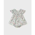 Mayoral MAYORAL - Jade-green dress summer dress with flower print and bloomer