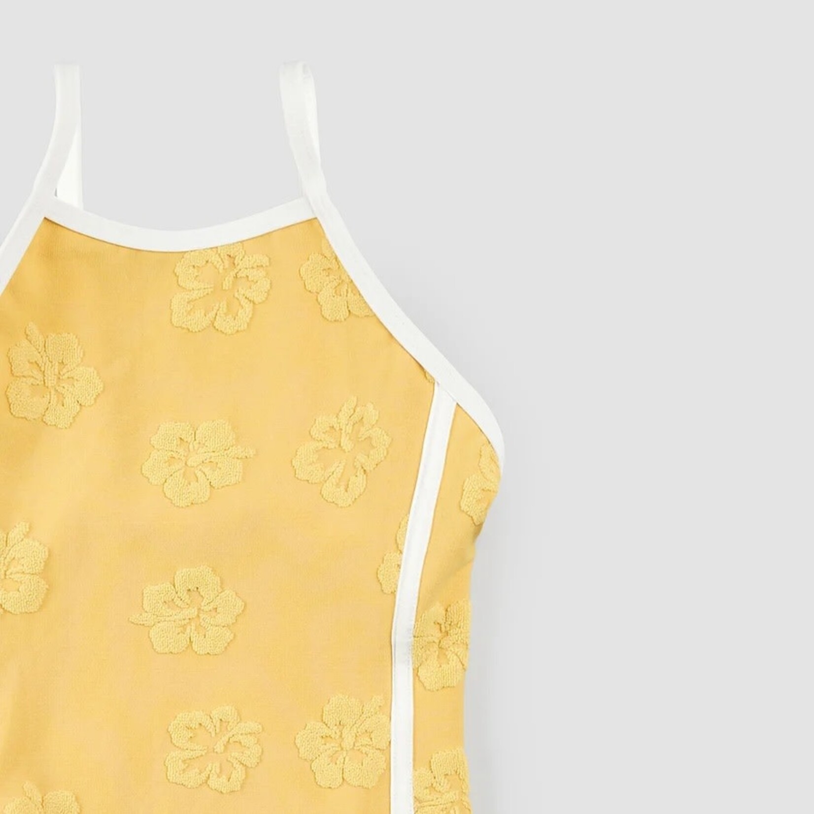 Miles the label MILES THE LABEL - Maillot une pièce jaune avec imprimé d'hibiscus en relief