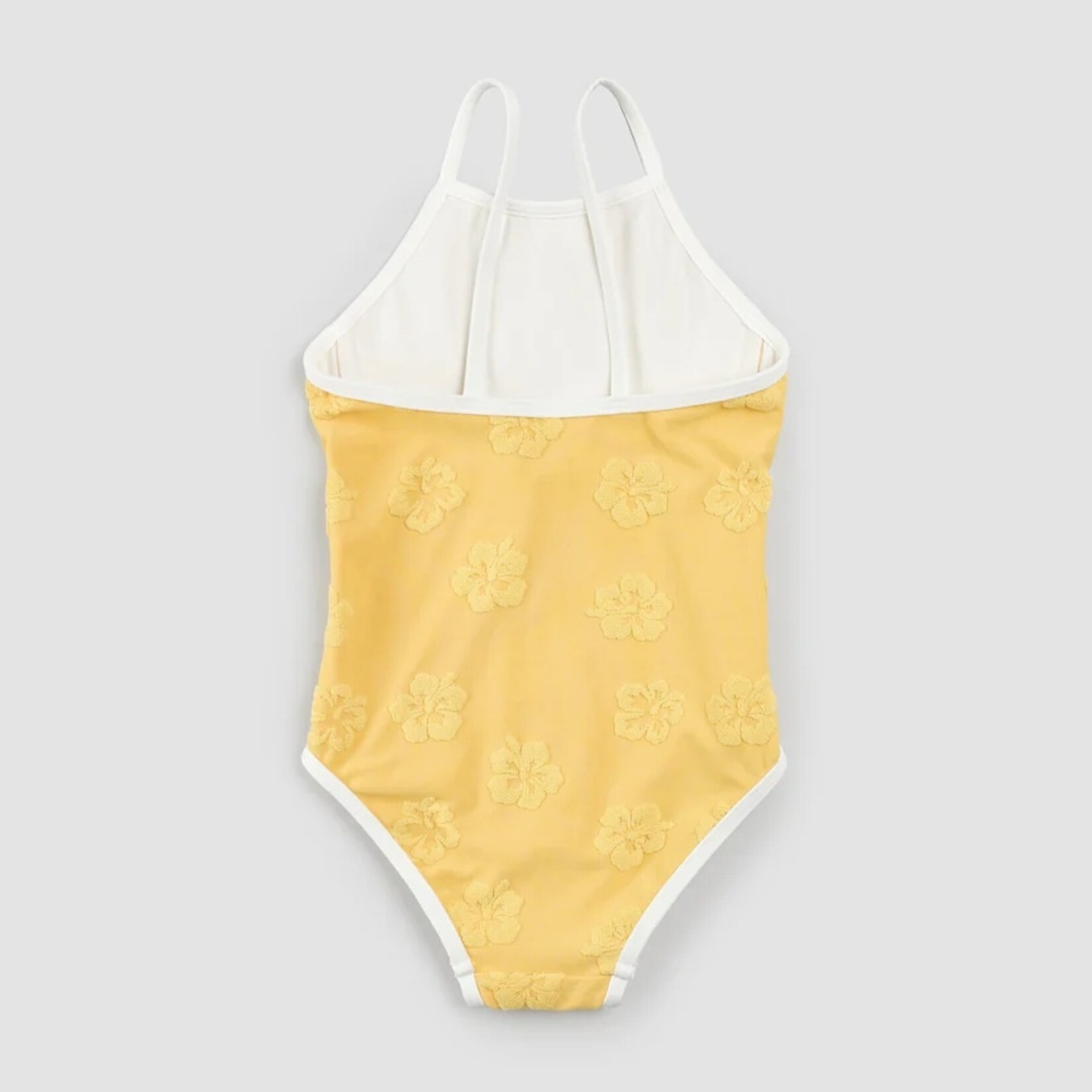 Miles the label MILES THE LABEL - Maillot une pièce jaune avec imprimé d'hibiscus en relief