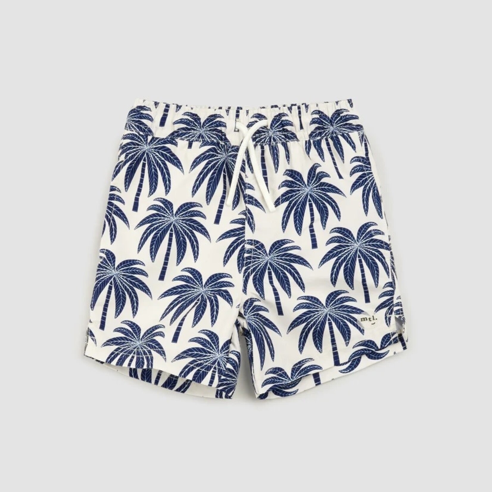 Miles the label MILES THE LABEL - Short de bain beige à imprimés palmiers