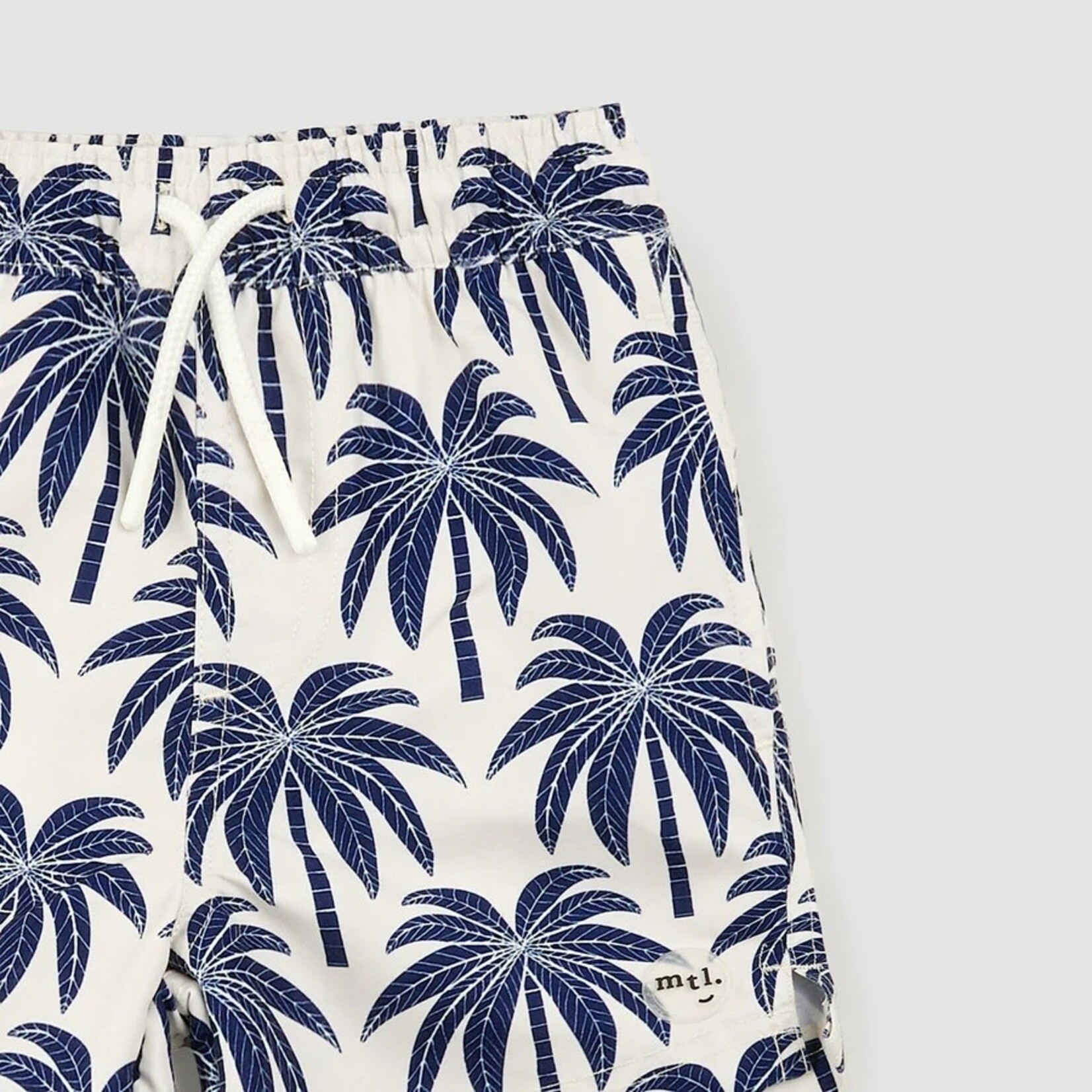 Miles the label MILES THE LABEL - Short de bain beige à imprimés palmiers