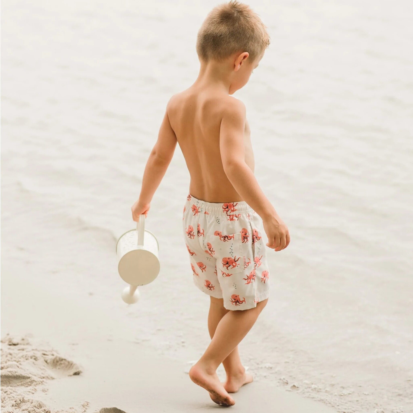 Miles the label PETIT LEM - Octopus Print on Crème Swim Trunks