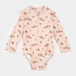 Miles the label PETIT LEM - Maillot une pièce à manches longues rose imprimé d'oranges
