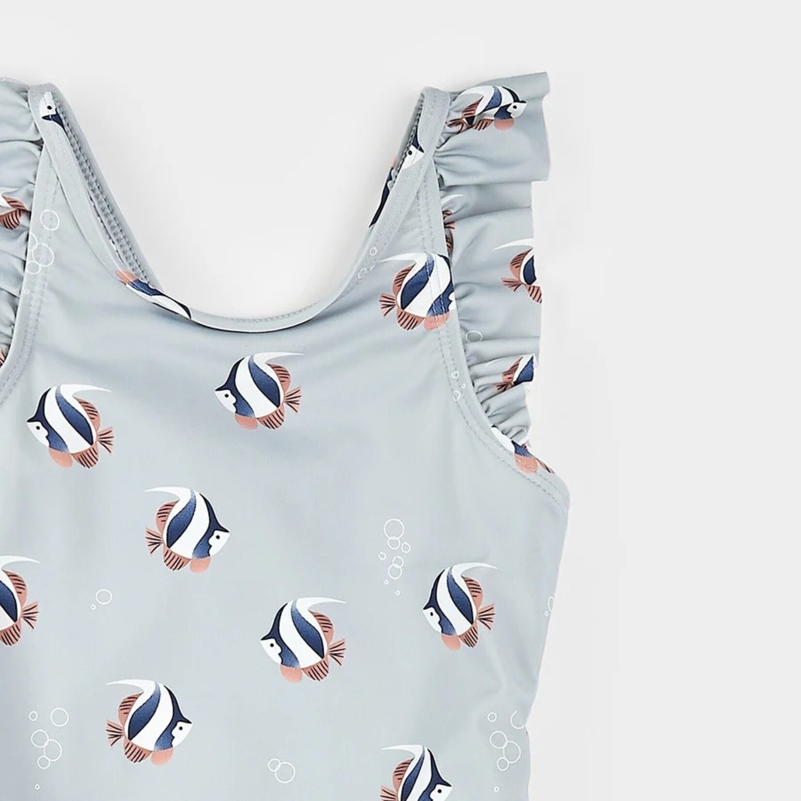 Petit Lem PETIT LEM - Maillot de bain bleu clair à imprimés de poissons tropicaux