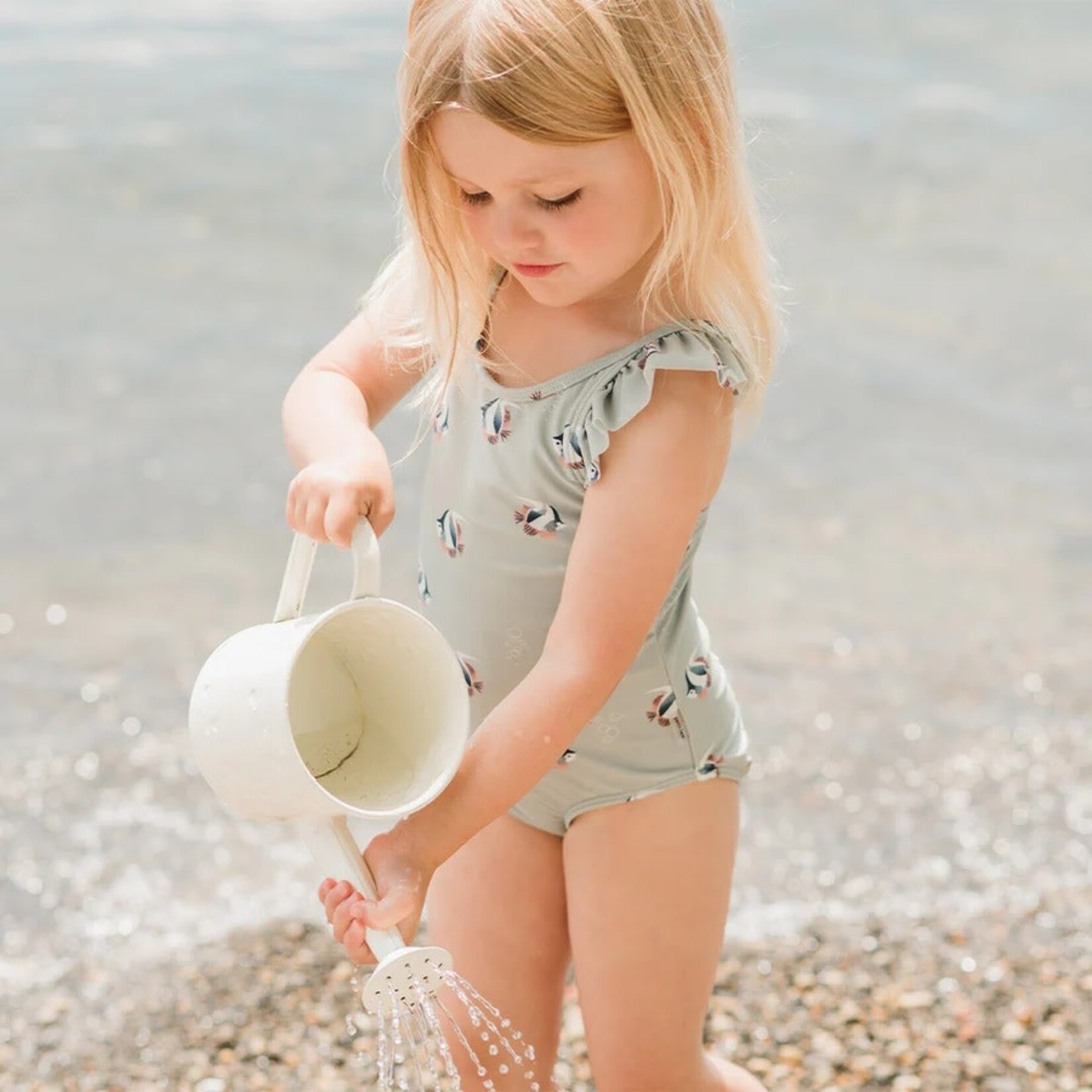Petit Lem PETIT LEM - Maillot de bain bleu clair à imprimés de poissons tropicaux