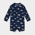 Petit Lem PETIT LEM - Combinaison de bain bleu marine à imprimés poissons clowns