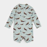 Petit Lem PETIT LEM - Combinaison de bain bleu gris à imprimés loutres