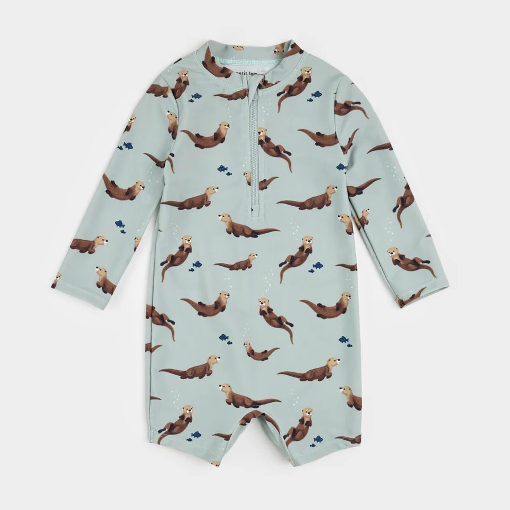 Petit Lem PETIT LEM - Combinaison de bain bleu gris à imprimés loutres