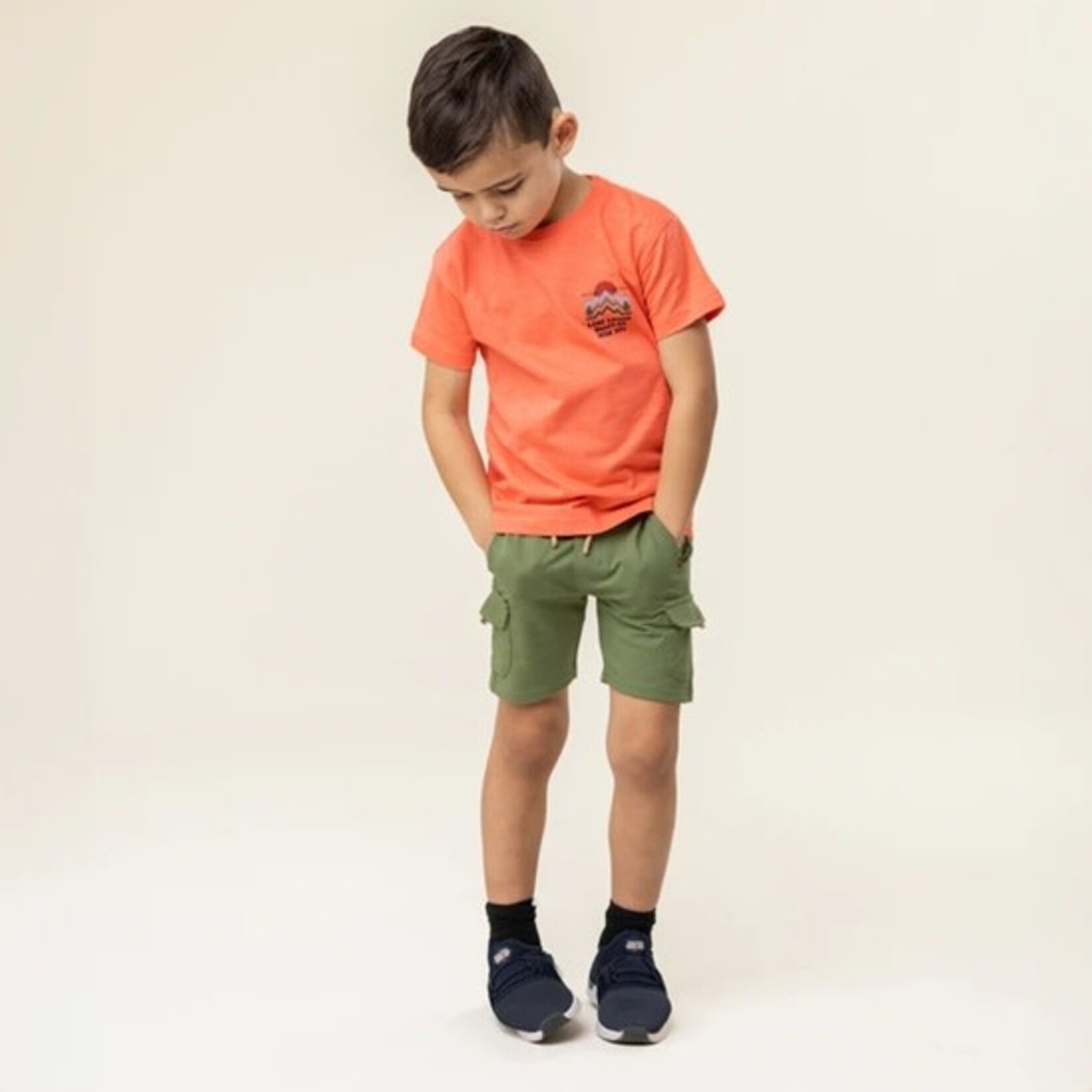 Nanö NANÖ - Orange T-shirt with Lake Louise nature print 'Destination plein air'