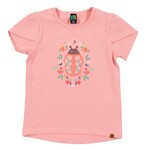 Nanö NANÖ -T-shirt à manches courtes rose avec motif de coccinelle à paillette et fleur imprimé  'Douce coccinelle'