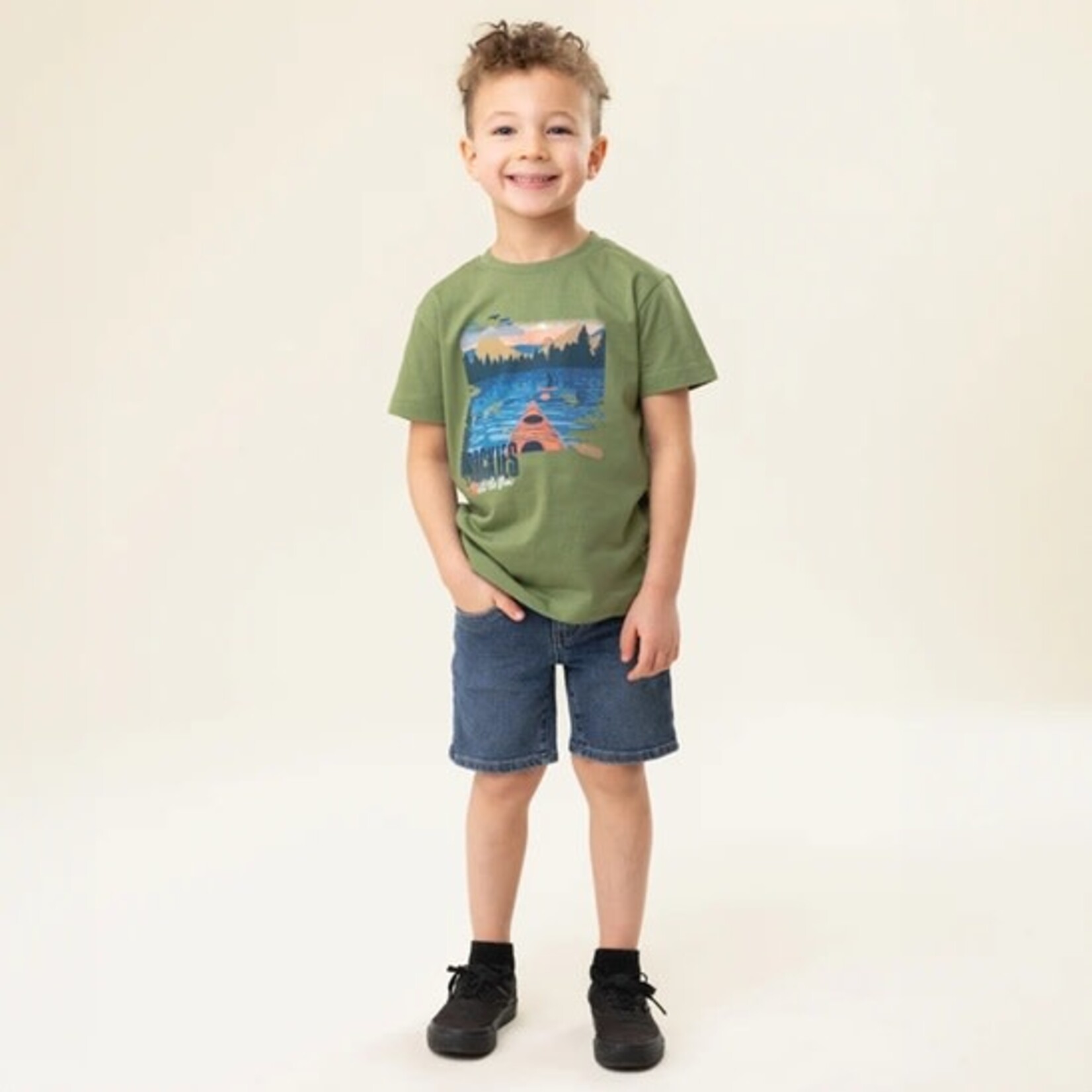 Nanö NANÖ - T-shirt vert foncé avec imprimé de promenade en kayak 'Destination plein air'