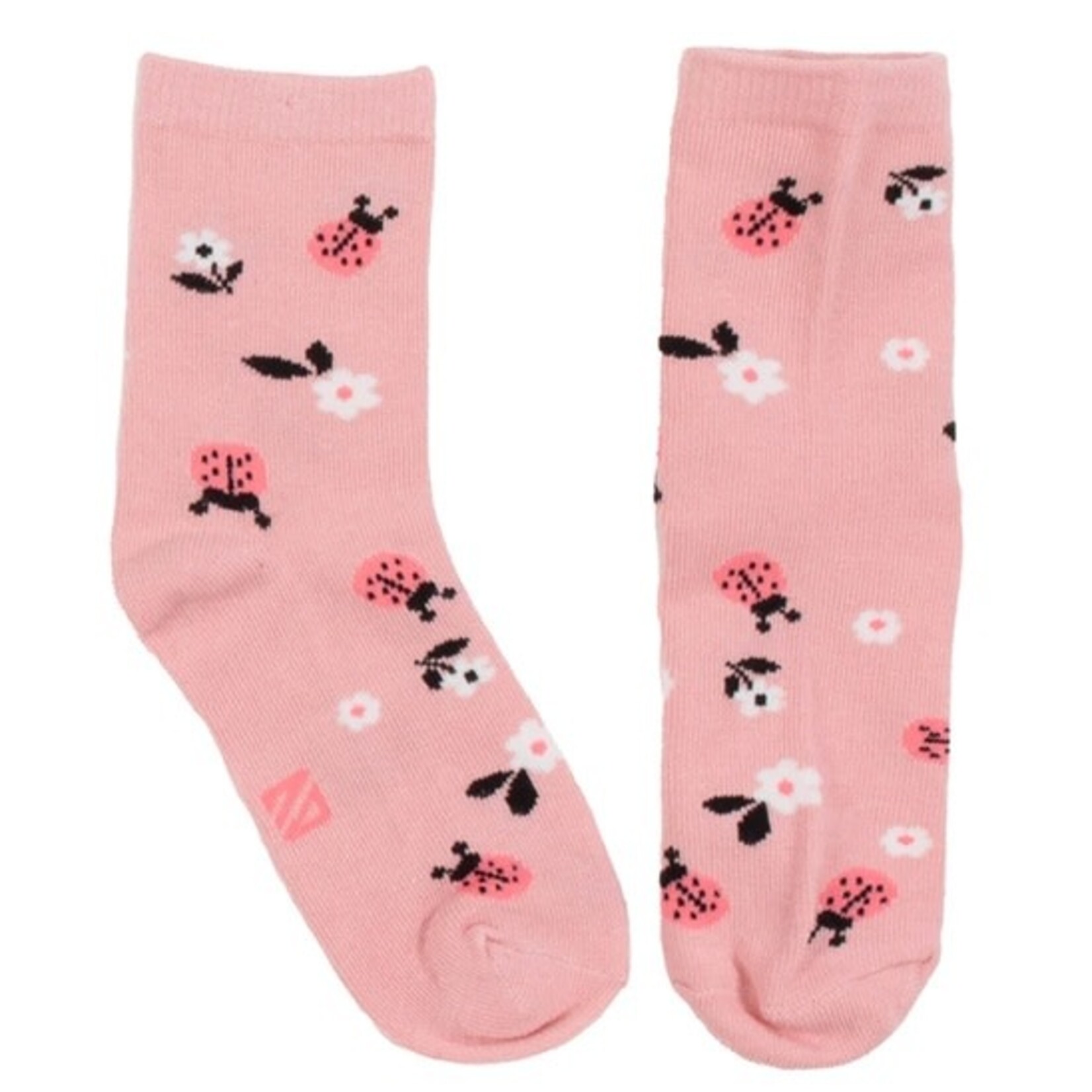 Nanö NANÖ - Pale pink socks with ladybug and flower pattern 'Douce coccinelle'
