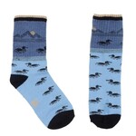 Nanö NANÖ - Dark and light blue socks with duck and mountain pattern 'Destination plein air'