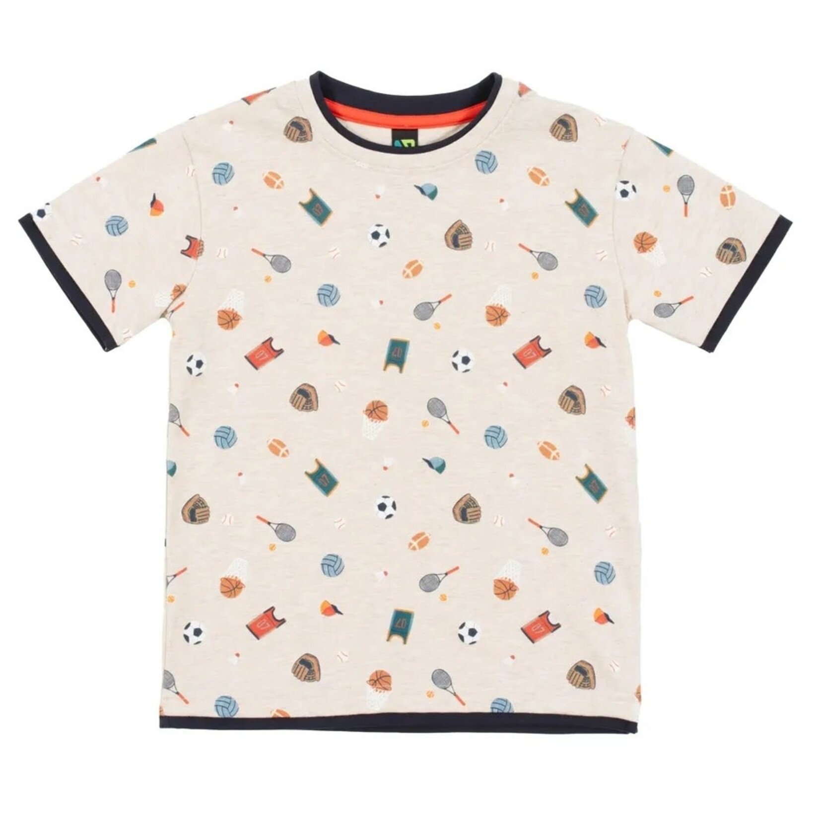 Nanö NANÖ - T-shirt à manches courtes beige chiné avec imprimé sportif 'Jour de match'