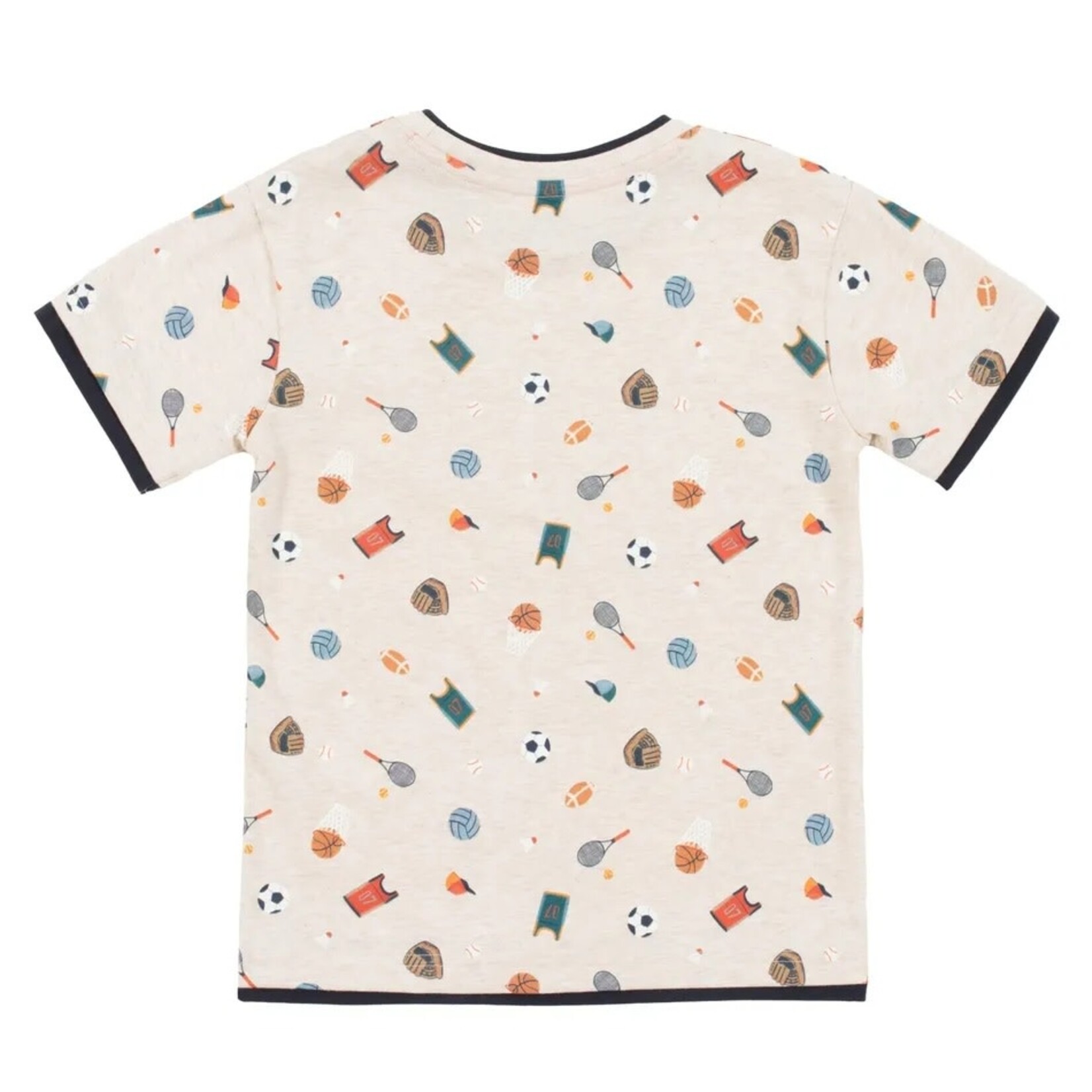 Nanö NANÖ - Heather Beige Short-Sleeved T-shirt with Sporty  Print 'Jour de match'