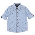 Nanö NANÖ - Chemise à manches longues retroussables bleu en popeline rayée imprimée sportif 'Jour de match'