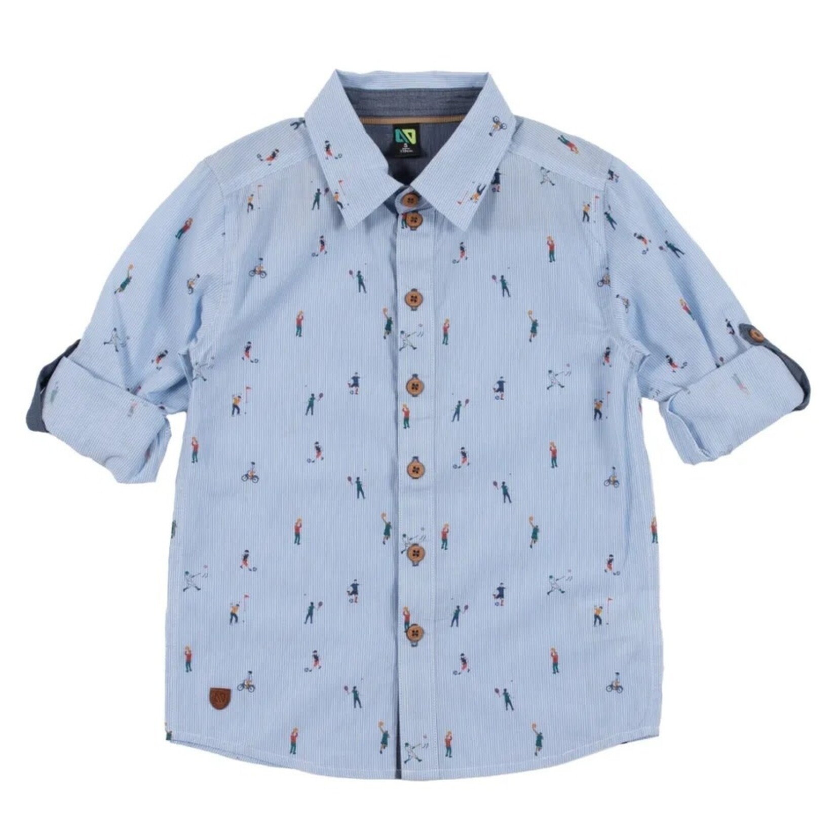 Nanö NANÖ - Chemise à manches longues retroussables bleu en popeline rayée imprimée  sportif 'Jour de match'