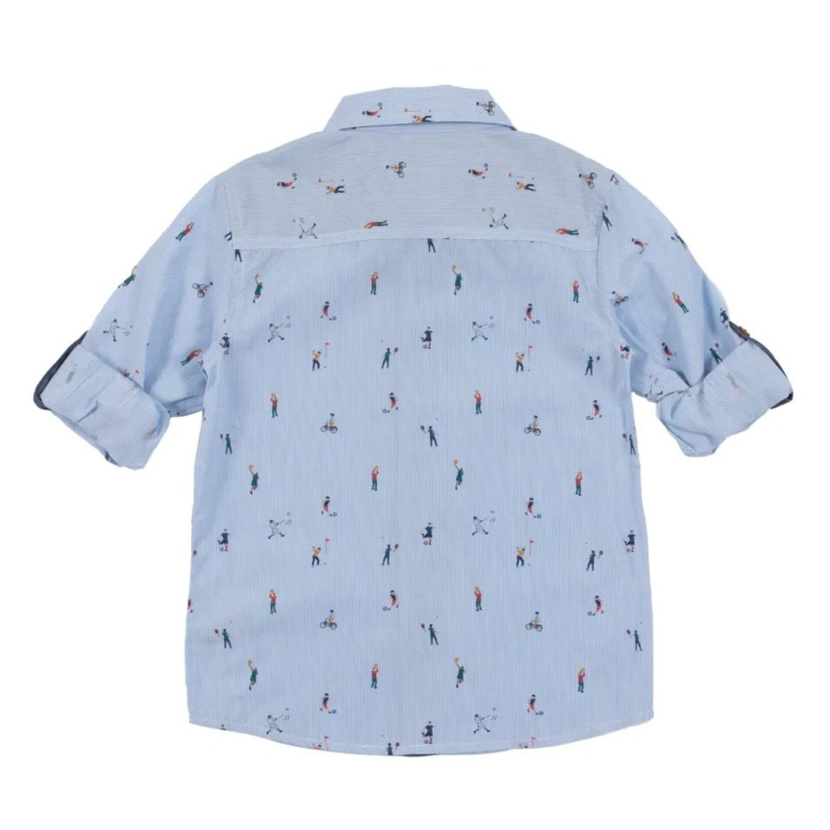 Nanö NANÖ - Chemise à manches longues retroussables bleu en popeline rayée imprimée  sportif 'Jour de match'