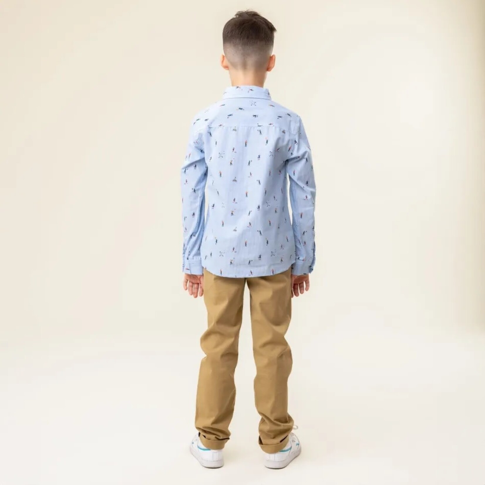 Nanö NANÖ - Chemise à manches longues retroussables bleu en popeline rayée imprimée  sportif 'Jour de match'