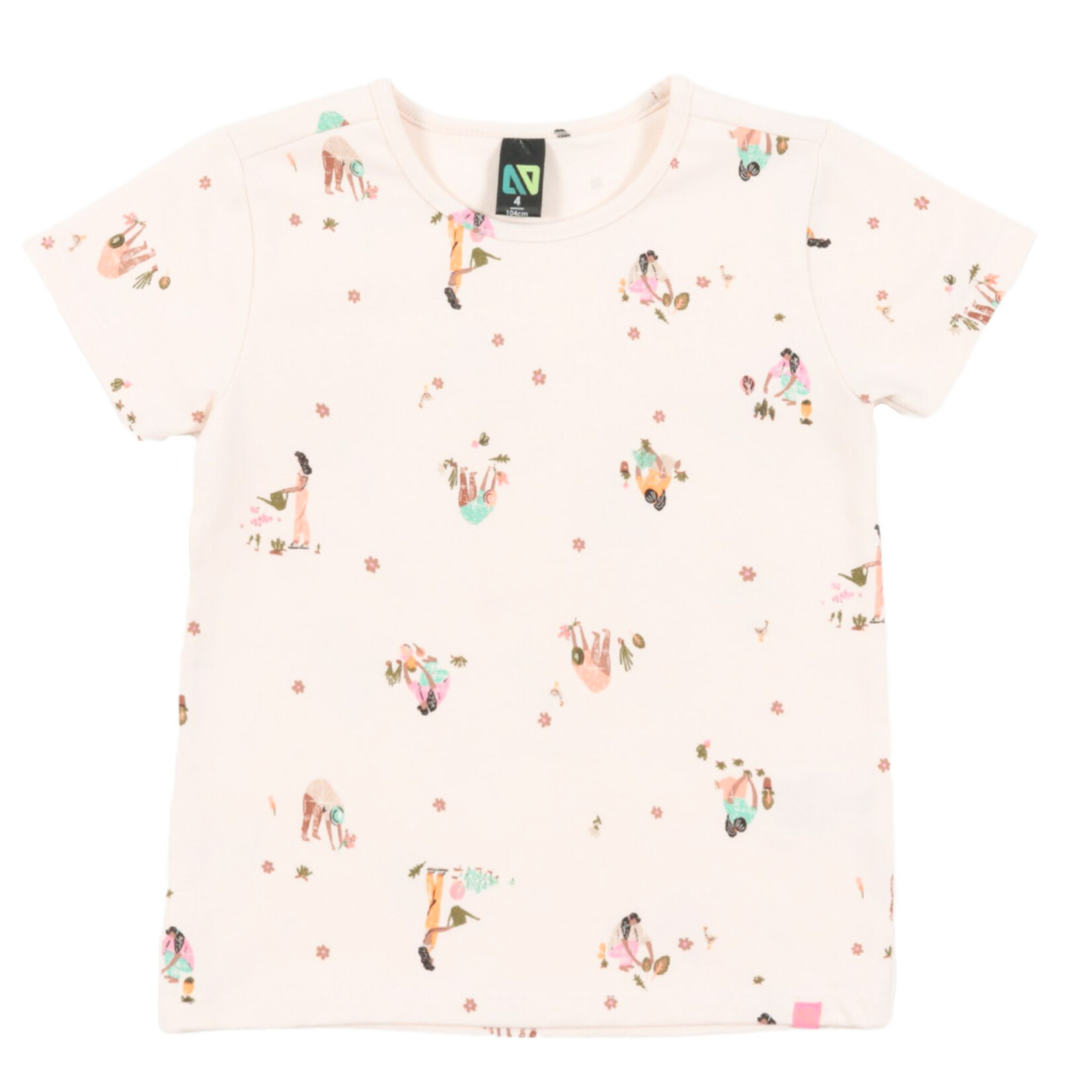 Nanö NANÖ - Shortsleeve ivory t-shirt  with gardener print 'Petit Pouce Vert'