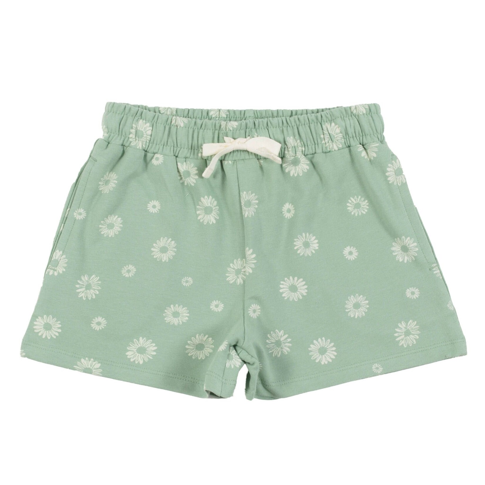 Nanö NANÖ - Soft cotton light green shorts with white flower print 'Douce coccinelle'